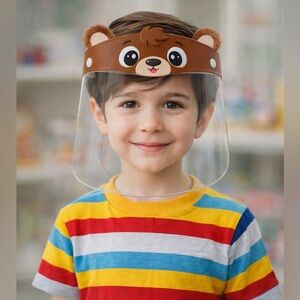 Kids Protective Face Shield Bear Design Anti Fog Craft Art Shield 1PC